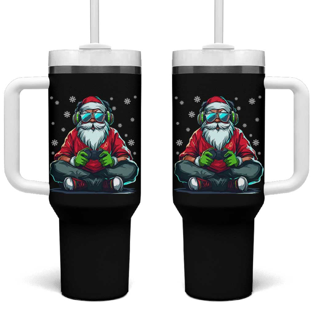 Funny Christmas Gamer Santa Claus Game Controller Tumbler With Handle - Wonder Print Shop