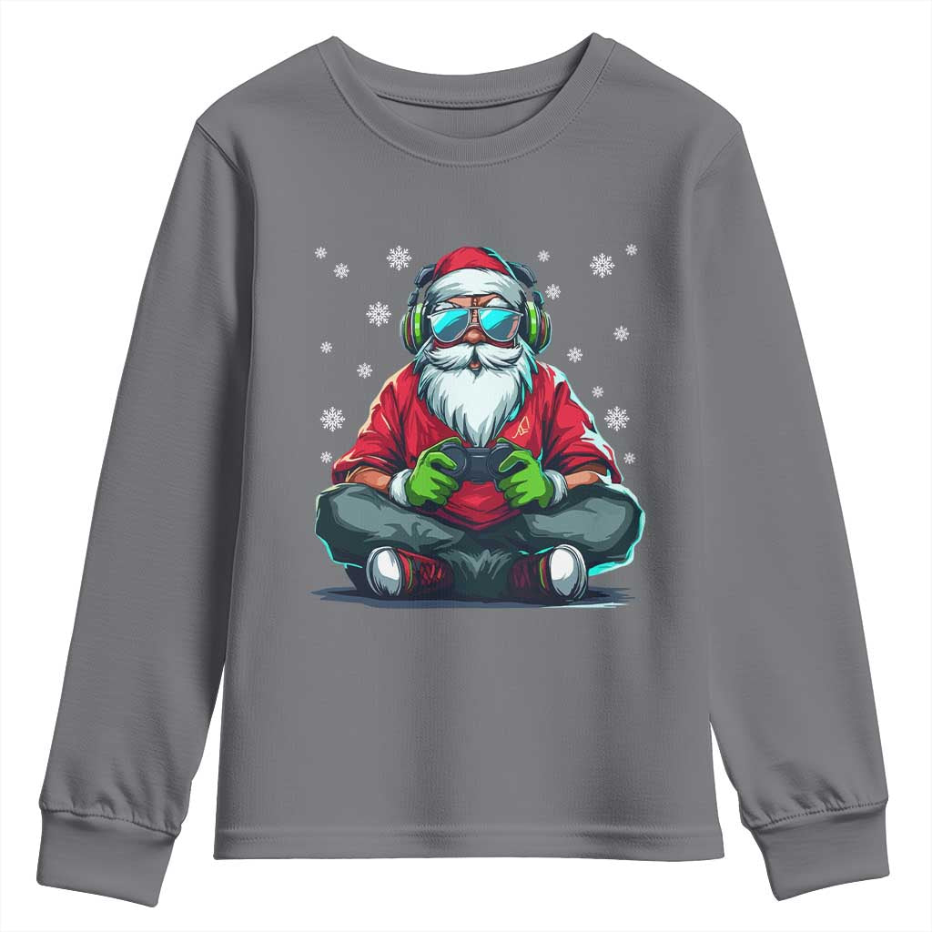 Funny Christmas Gamer Santa Claus Game Controller Youth Sweatshirt - Wonder Print Shop