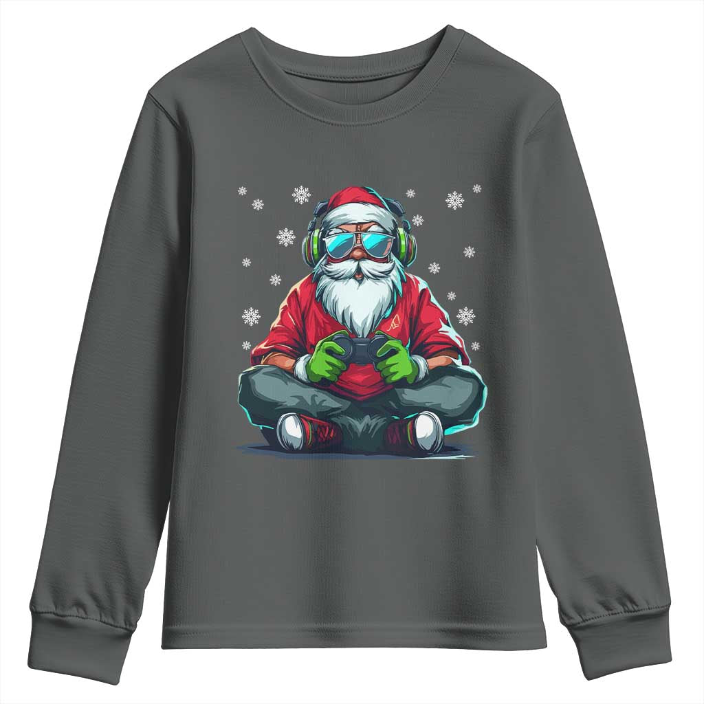 Funny Christmas Gamer Santa Claus Game Controller Youth Sweatshirt - Wonder Print Shop