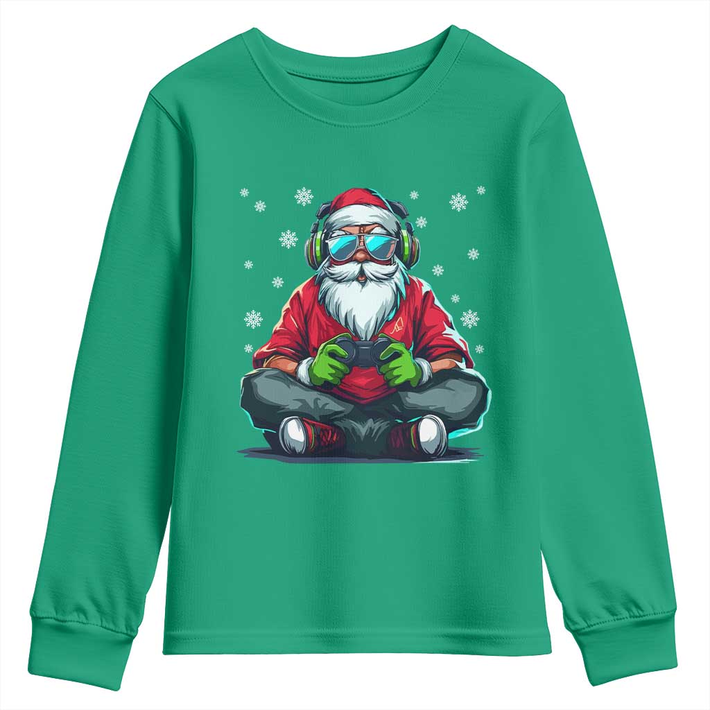 Funny Christmas Gamer Santa Claus Game Controller Youth Sweatshirt - Wonder Print Shop
