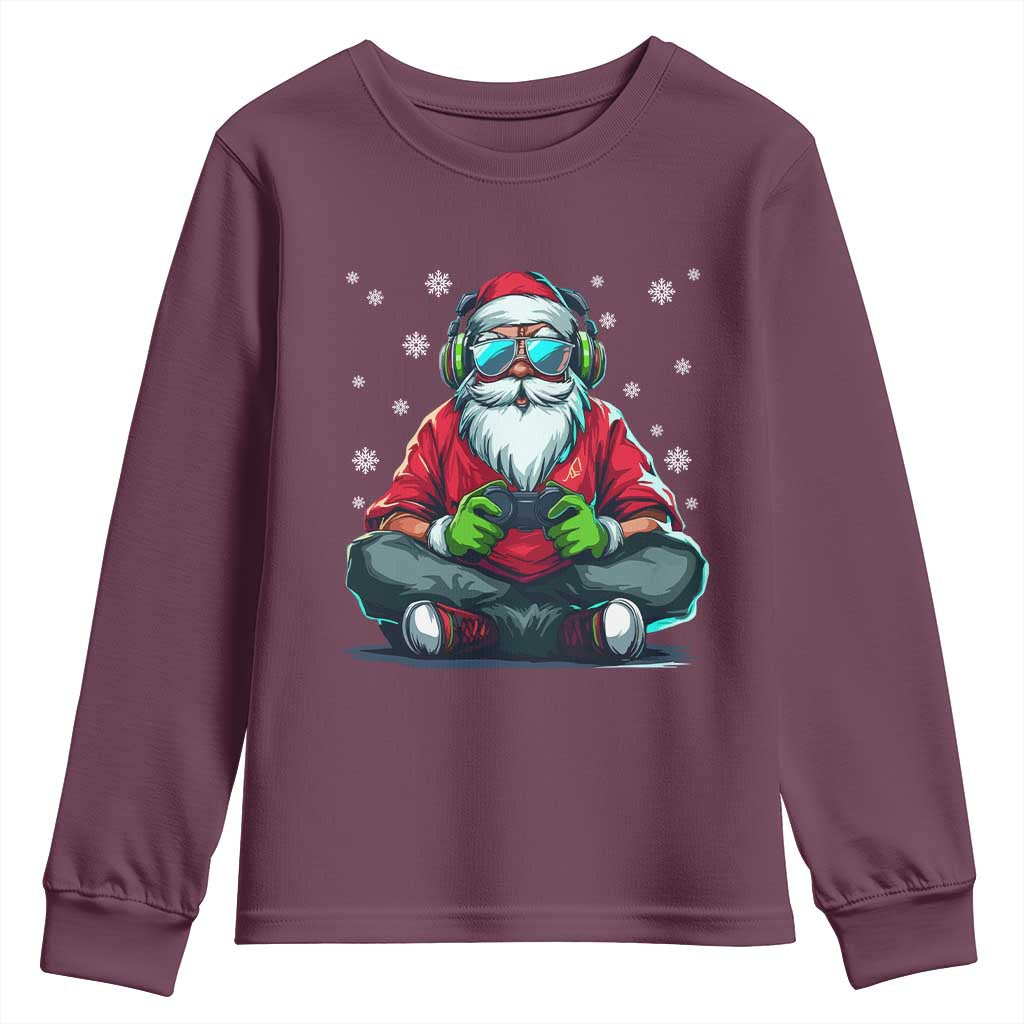 Funny Christmas Gamer Santa Claus Game Controller Youth Sweatshirt - Wonder Print Shop
