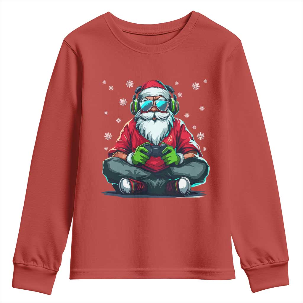 Funny Christmas Gamer Santa Claus Game Controller Youth Sweatshirt - Wonder Print Shop