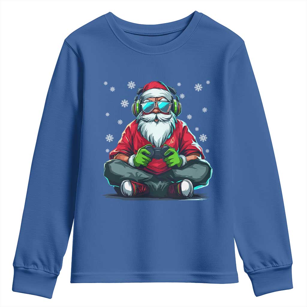 Funny Christmas Gamer Santa Claus Game Controller Youth Sweatshirt - Wonder Print Shop