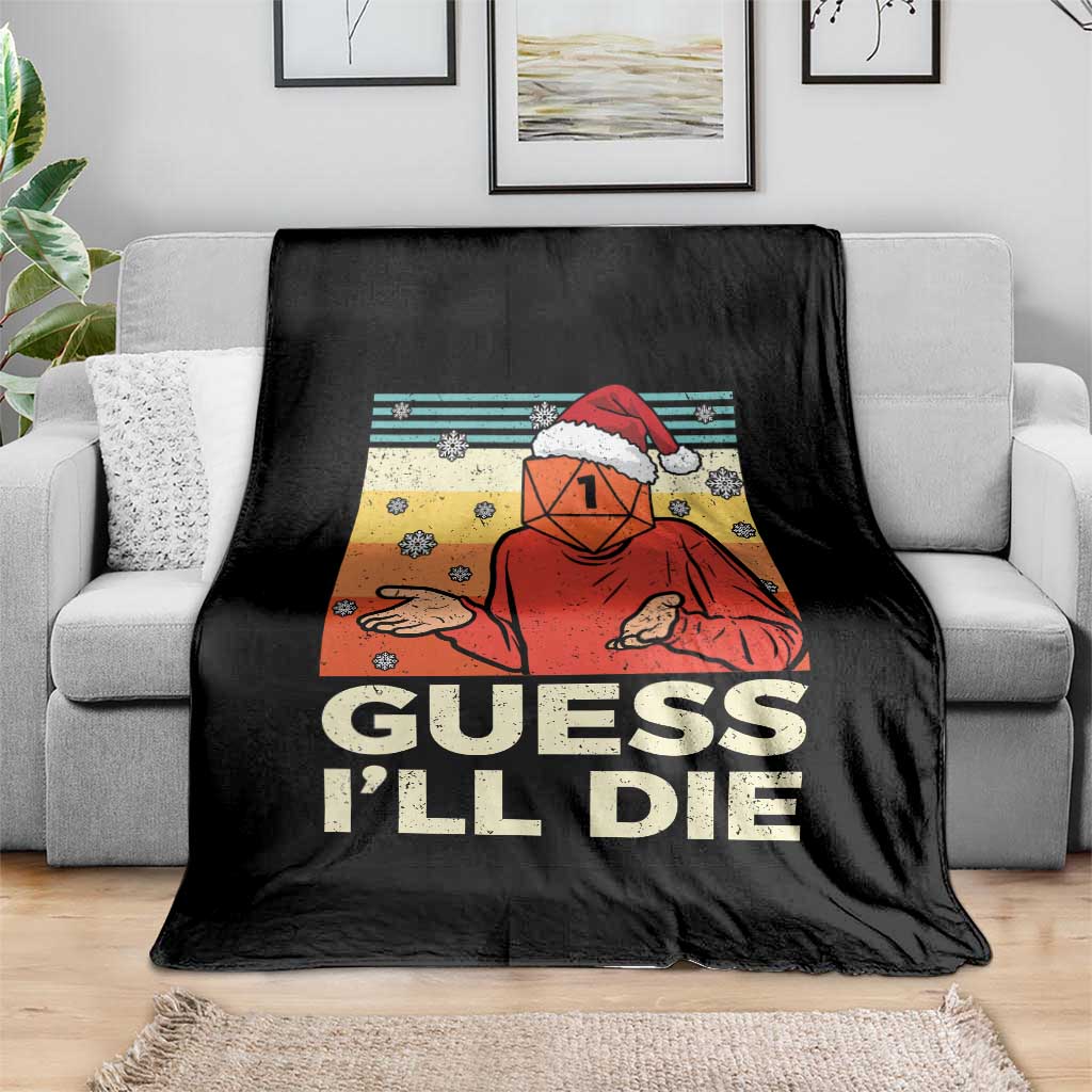Funny Christmas Rpg Gamer Throw Blanket Guess l Will Die Retro Dice Santa Hat - Wonder Print Shop