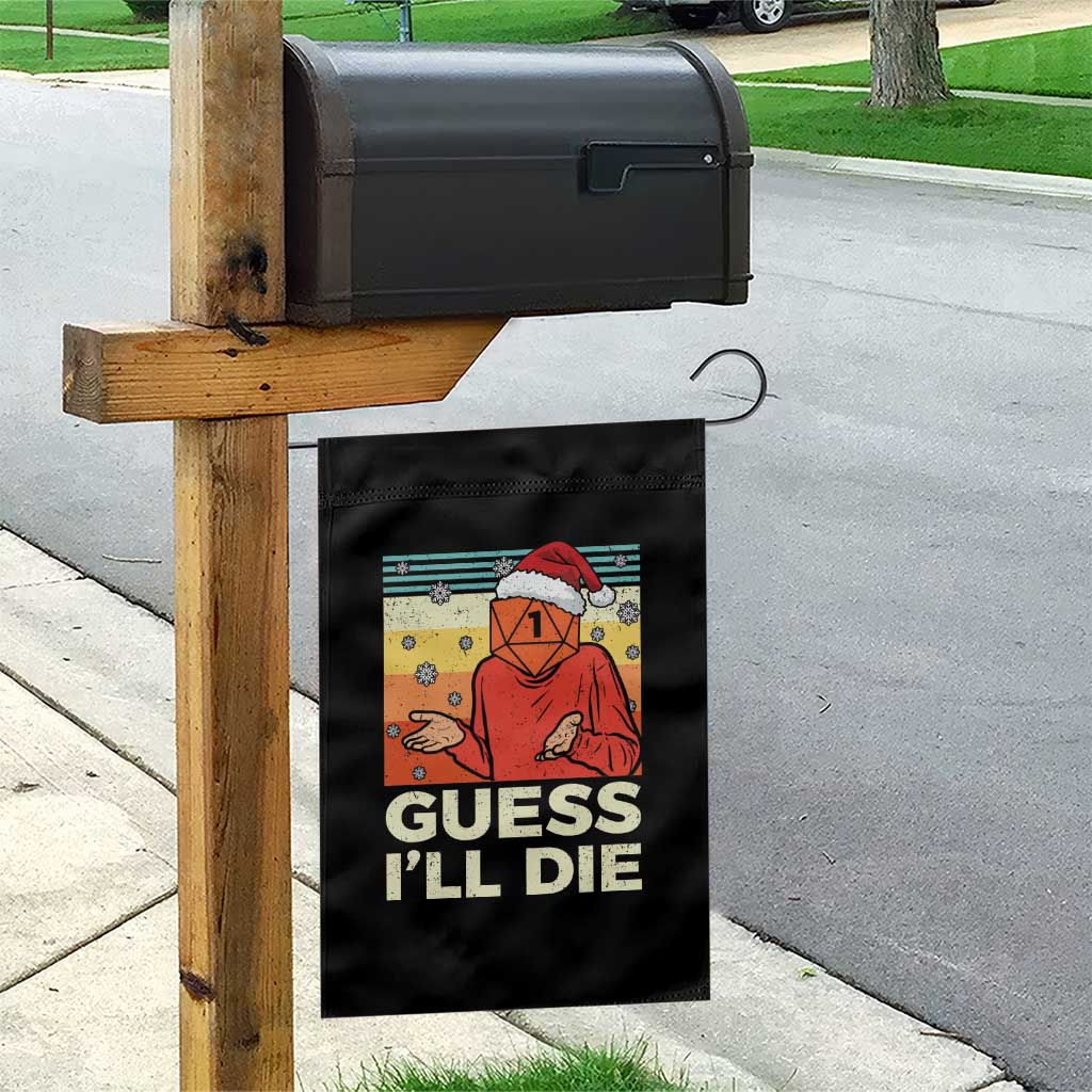 Funny Christmas Rpg Gamer Garden Flag Guess l Will Die Retro Dice Santa Hat - Wonder Print Shop