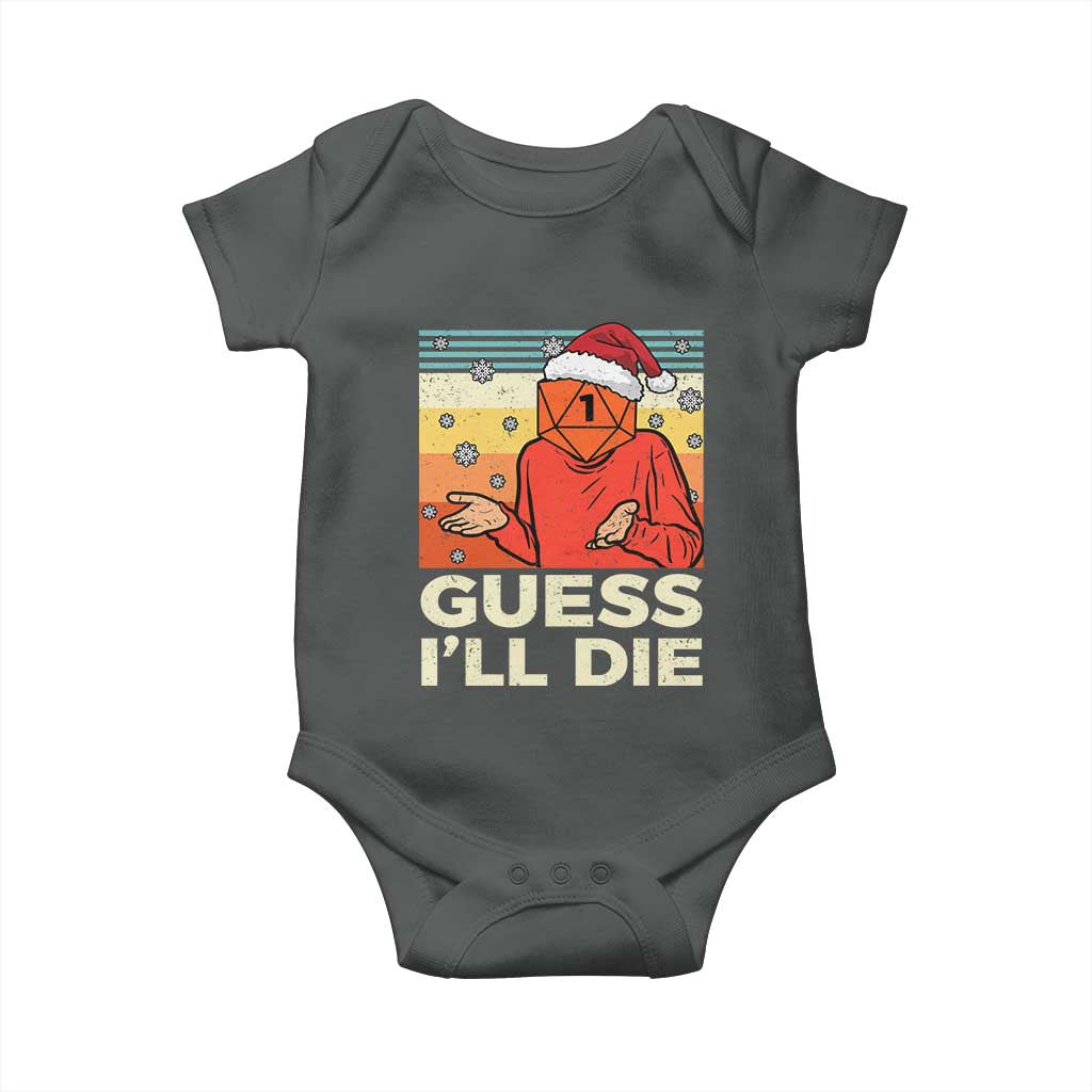 Funny Christmas Rpg Gamer Baby Onesie Guess l Will Die Retro Dice Santa Hat - Wonder Print Shop