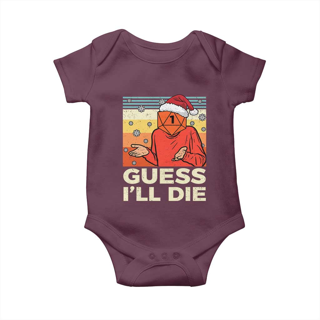 Funny Christmas Rpg Gamer Baby Onesie Guess l Will Die Retro Dice Santa Hat - Wonder Print Shop
