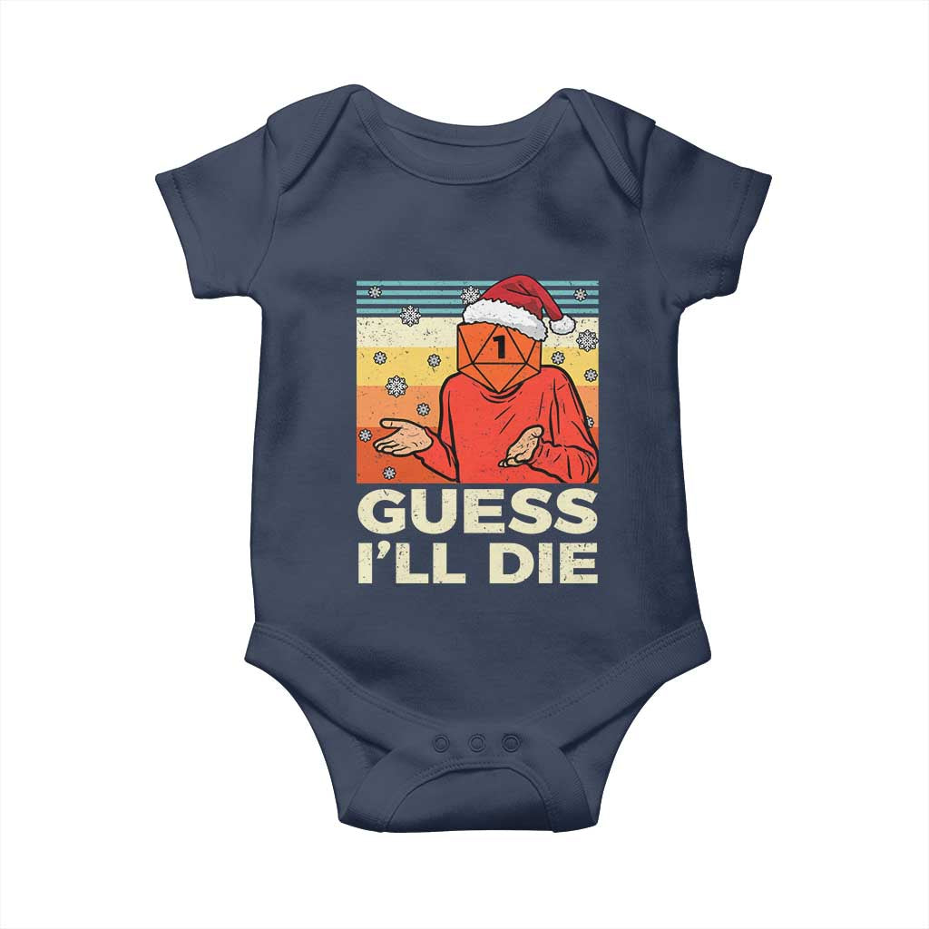 Funny Christmas Rpg Gamer Baby Onesie Guess l Will Die Retro Dice Santa Hat - Wonder Print Shop