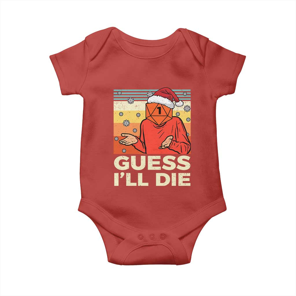 Funny Christmas Rpg Gamer Baby Onesie Guess l Will Die Retro Dice Santa Hat - Wonder Print Shop