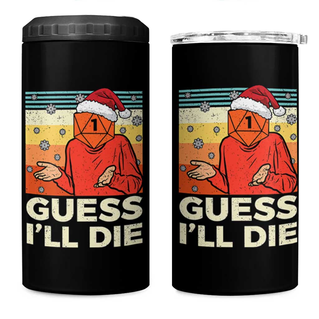 Funny Christmas Rpg Gamer 4 in 1 Can Cooler Tumbler Guess l Will Die Retro Dice Santa Hat - Wonder Print Shop