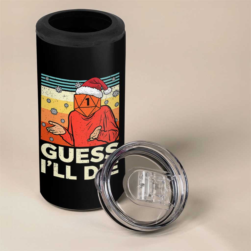 Funny Christmas Rpg Gamer 4 in 1 Can Cooler Tumbler Guess l Will Die Retro Dice Santa Hat - Wonder Print Shop