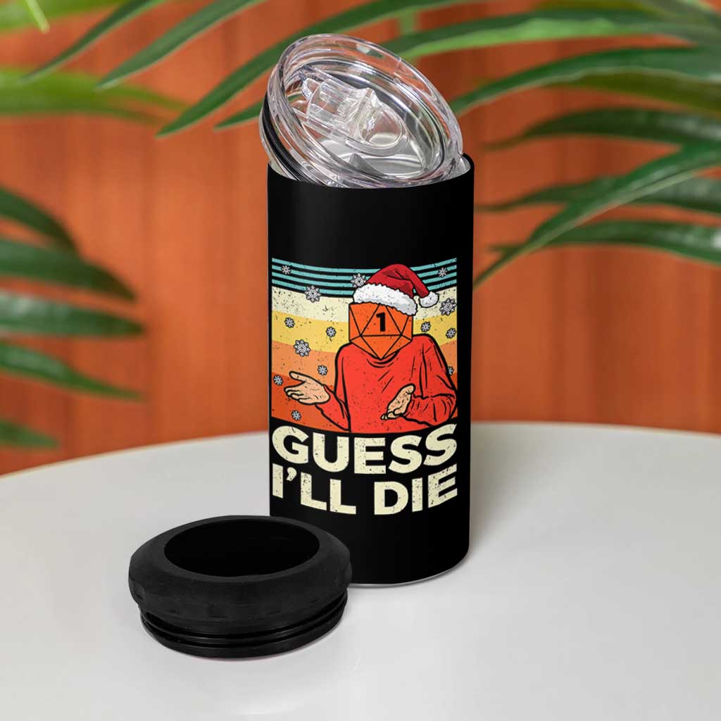 Funny Christmas Rpg Gamer 4 in 1 Can Cooler Tumbler Guess l Will Die Retro Dice Santa Hat - Wonder Print Shop