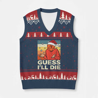 Funny Xmas Rpg Gamer V-Neck Knit Sweater Vest Guess l Will Die Retro Dice Santa Hat - Wonder Print Shop