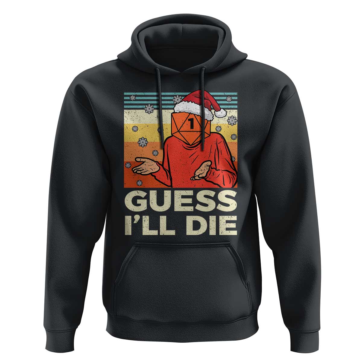 Funny Christmas Rpg Gamer Hoodie Guess l Will Die Retro Dice Santa Hat - Wonder Print Shop