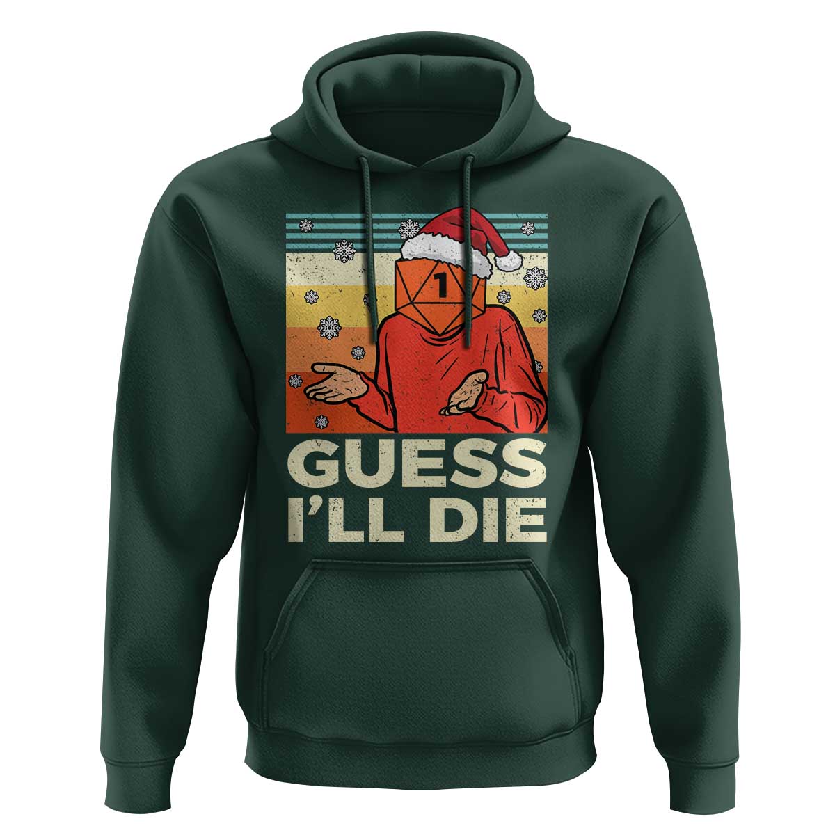 Funny Christmas Rpg Gamer Hoodie Guess l Will Die Retro Dice Santa Hat - Wonder Print Shop