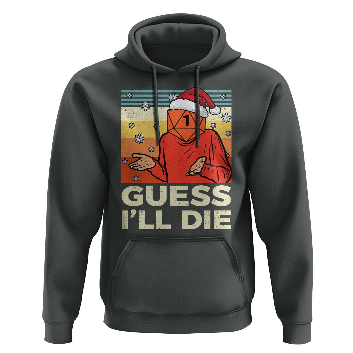 Funny Christmas Rpg Gamer Hoodie Guess l Will Die Retro Dice Santa Hat - Wonder Print Shop