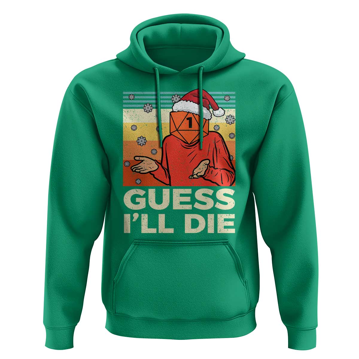 Funny Christmas Rpg Gamer Hoodie Guess l Will Die Retro Dice Santa Hat - Wonder Print Shop