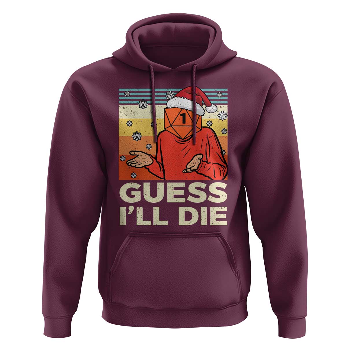 Funny Christmas Rpg Gamer Hoodie Guess l Will Die Retro Dice Santa Hat - Wonder Print Shop