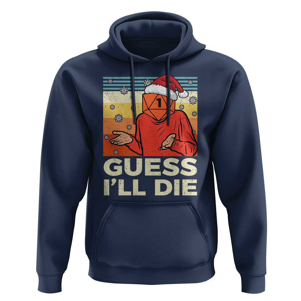 Funny Christmas Rpg Gamer Hoodie Guess l Will Die Retro Dice Santa Hat - Wonder Print Shop