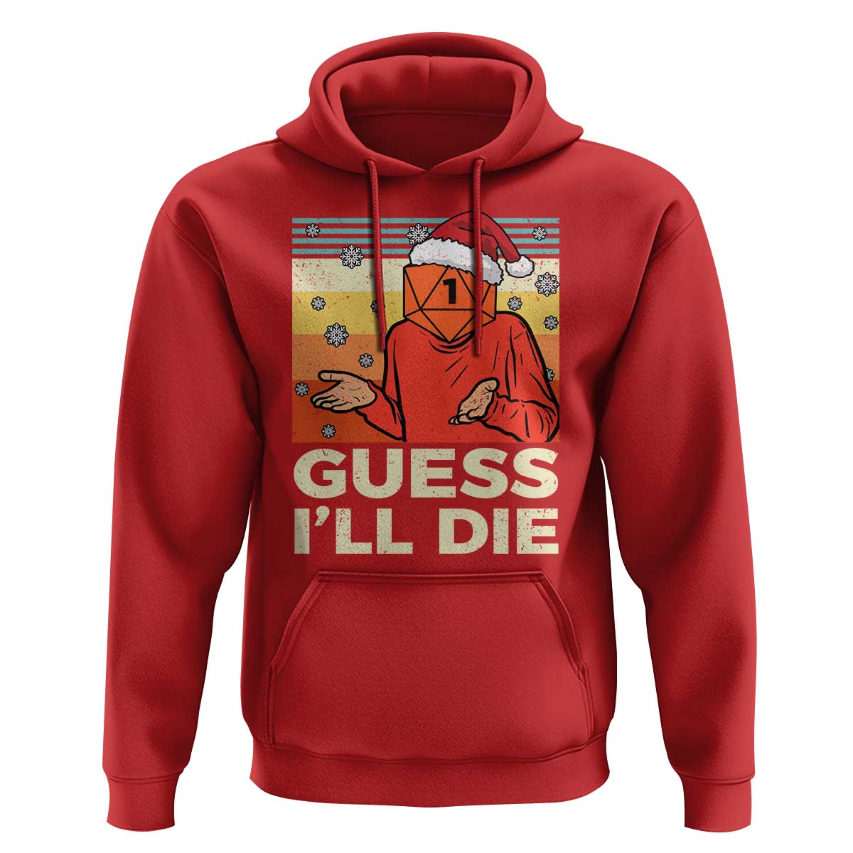 Funny Christmas Rpg Gamer Hoodie Guess l Will Die Retro Dice Santa Hat - Wonder Print Shop