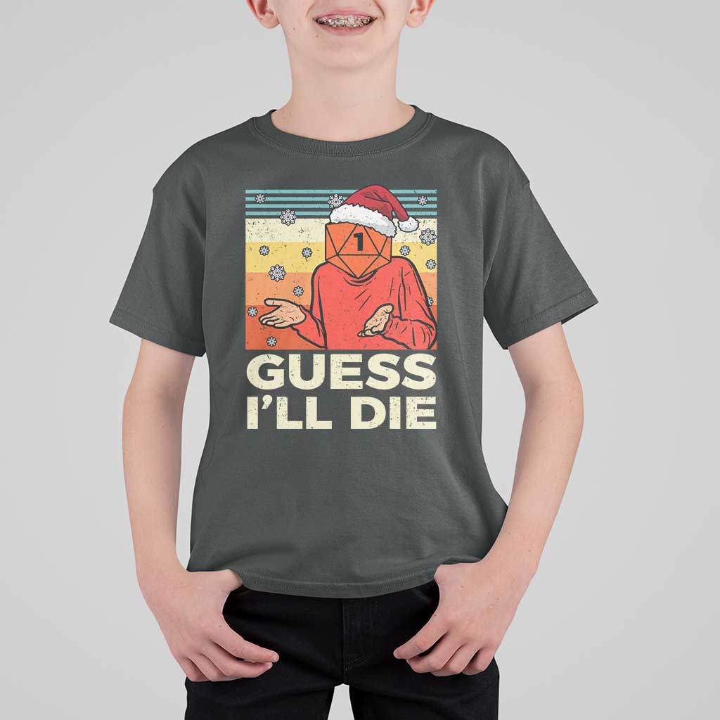 Funny Christmas Rpg Gamer T Shirt For Kid Guess l Will Die Retro Dice Santa Hat - Wonder Print Shop