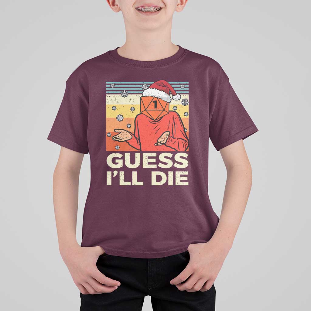 Funny Christmas Rpg Gamer T Shirt For Kid Guess l Will Die Retro Dice Santa Hat - Wonder Print Shop