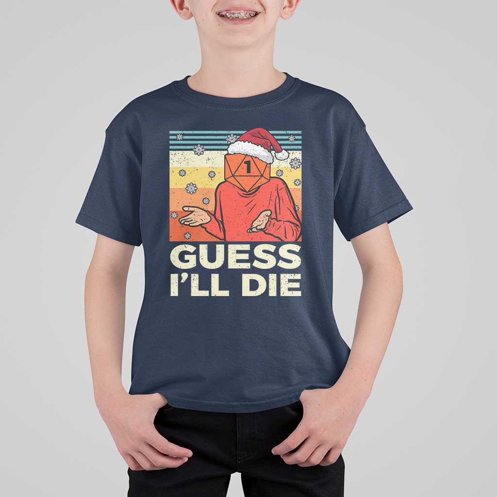 Funny Christmas Rpg Gamer T Shirt For Kid Guess l Will Die Retro Dice Santa Hat - Wonder Print Shop