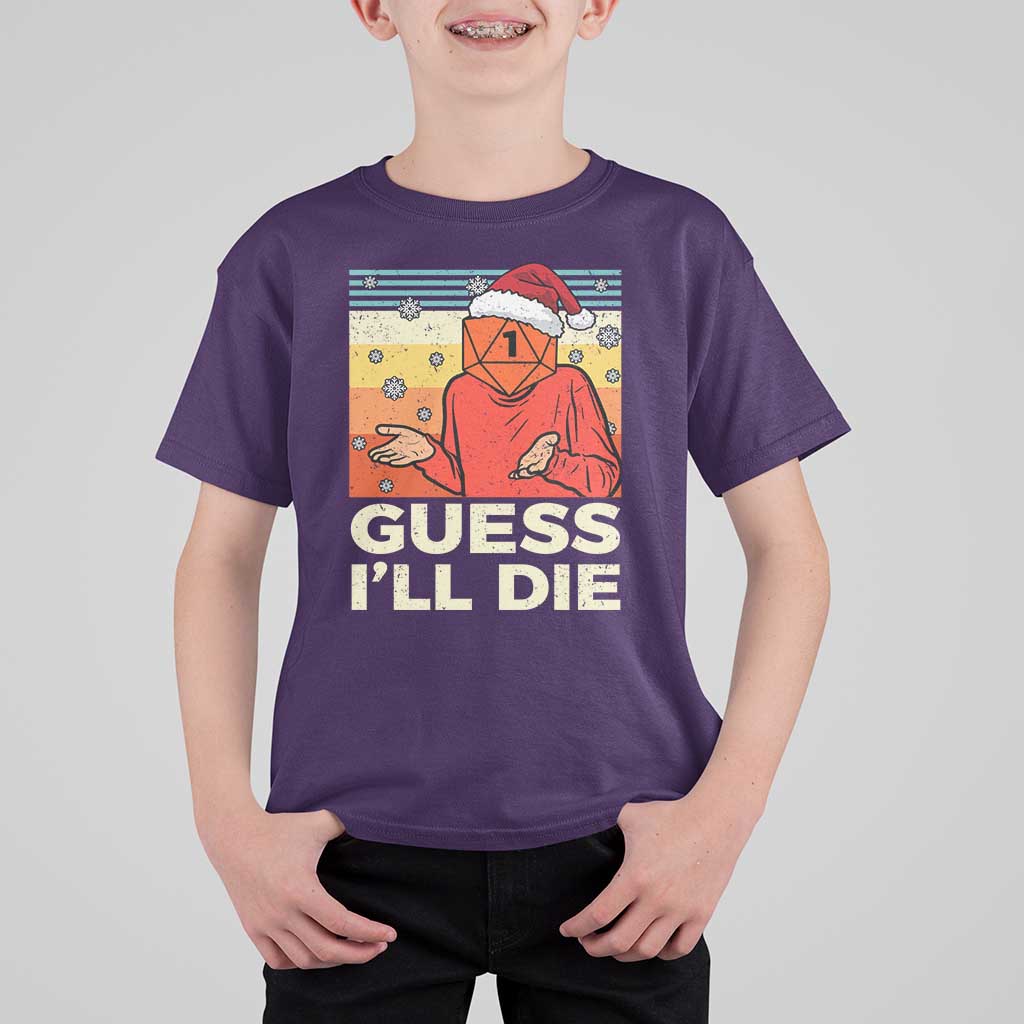 Funny Christmas Rpg Gamer T Shirt For Kid Guess l Will Die Retro Dice Santa Hat - Wonder Print Shop