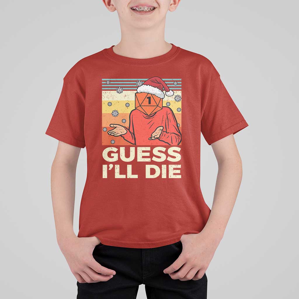 Funny Christmas Rpg Gamer T Shirt For Kid Guess l Will Die Retro Dice Santa Hat - Wonder Print Shop