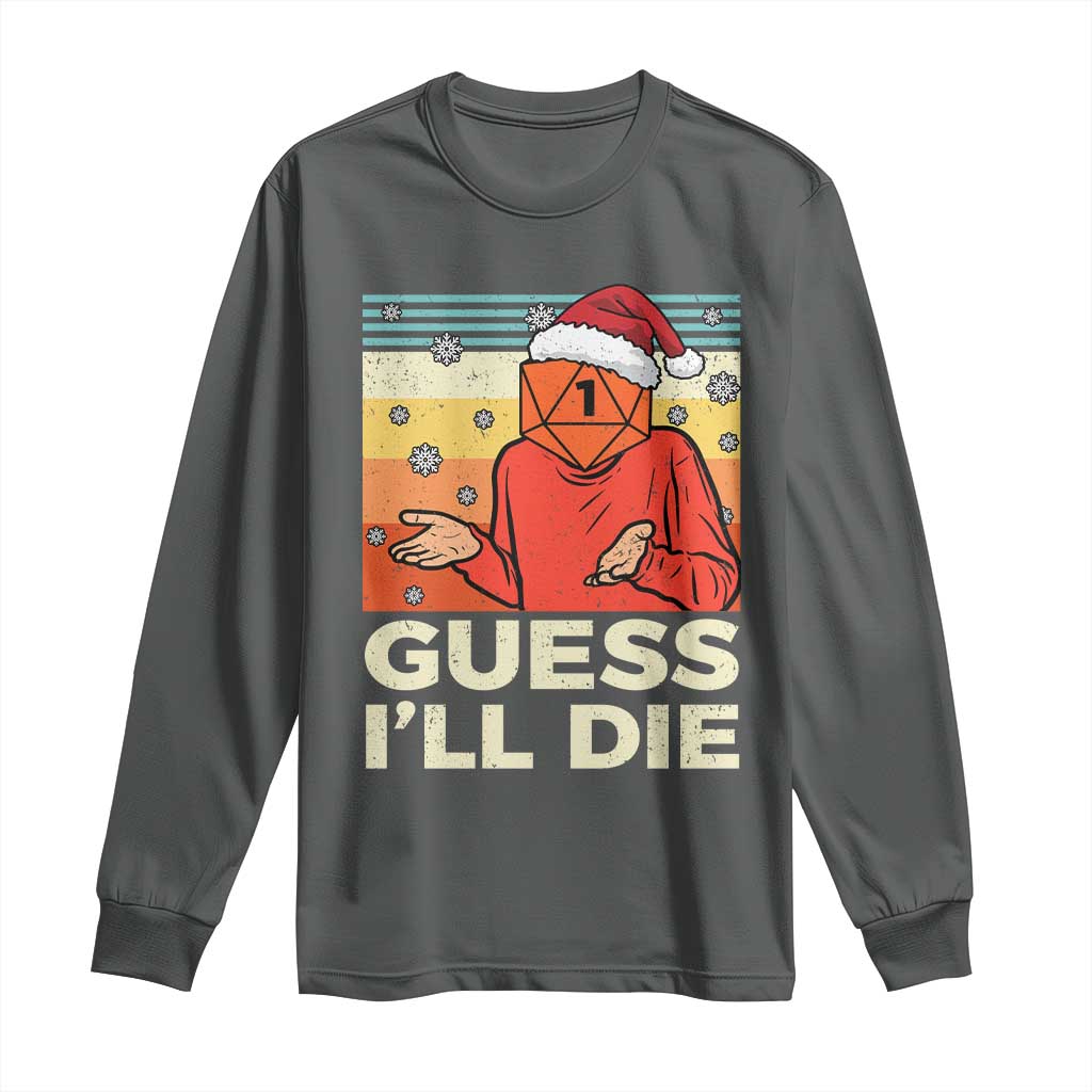 Funny Christmas Rpg Gamer Long Sleeve Shirt Guess l Will Die Retro Dice Santa Hat - Wonder Print Shop
