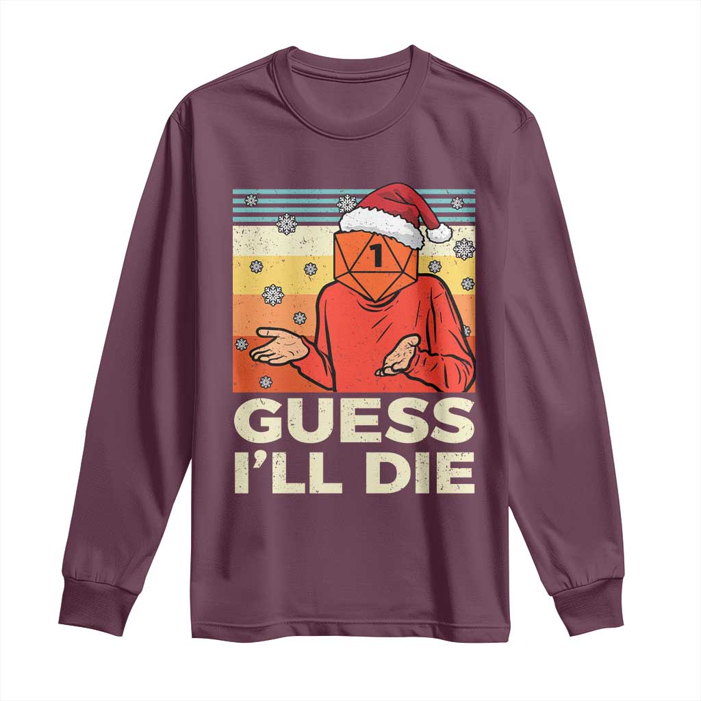 Funny Christmas Rpg Gamer Long Sleeve Shirt Guess l Will Die Retro Dice Santa Hat - Wonder Print Shop