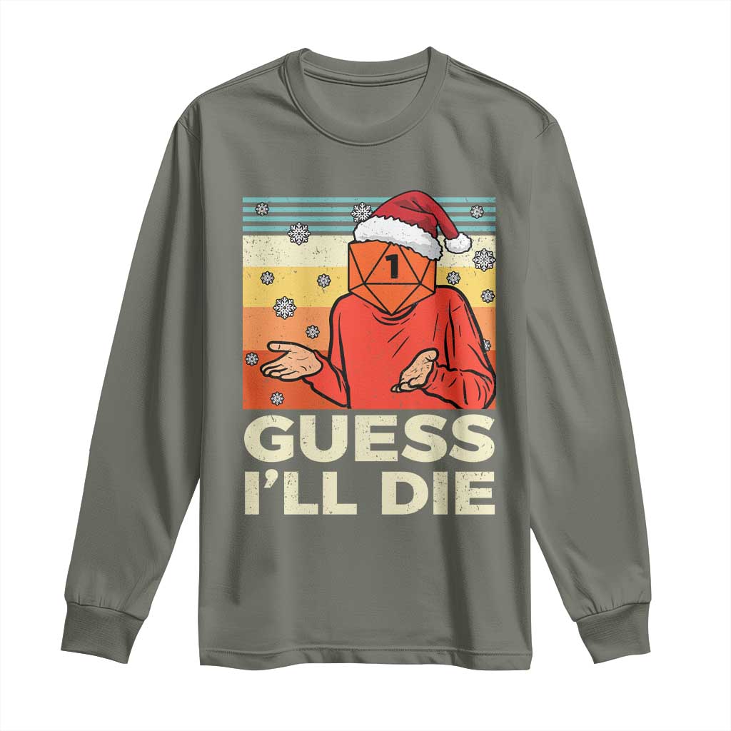 Funny Christmas Rpg Gamer Long Sleeve Shirt Guess l Will Die Retro Dice Santa Hat - Wonder Print Shop