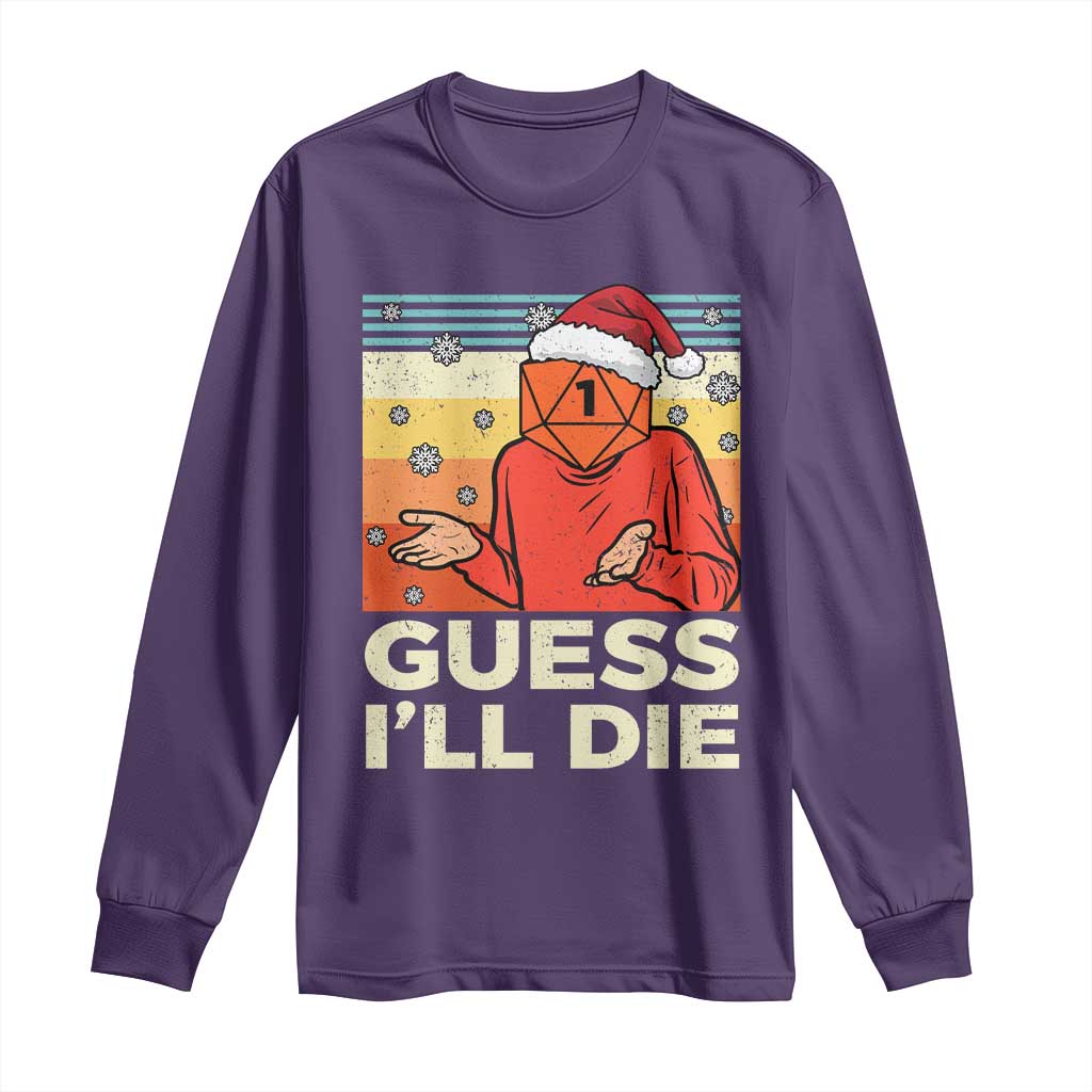 Funny Christmas Rpg Gamer Long Sleeve Shirt Guess l Will Die Retro Dice Santa Hat - Wonder Print Shop