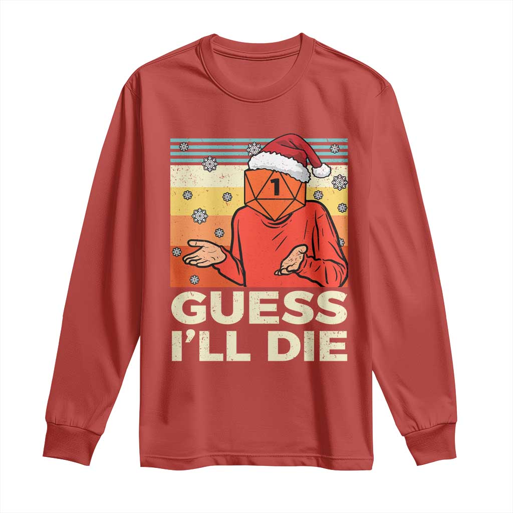 Funny Christmas Rpg Gamer Long Sleeve Shirt Guess l Will Die Retro Dice Santa Hat - Wonder Print Shop