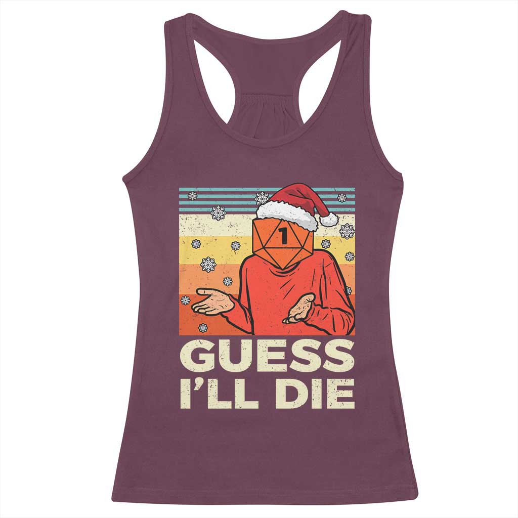 Funny Christmas Rpg Gamer Racerback Tank Top Guess l Will Die Retro Dice Santa Hat - Wonder Print Shop