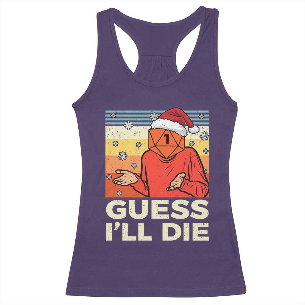 Funny Christmas Rpg Gamer Racerback Tank Top Guess l Will Die Retro Dice Santa Hat - Wonder Print Shop