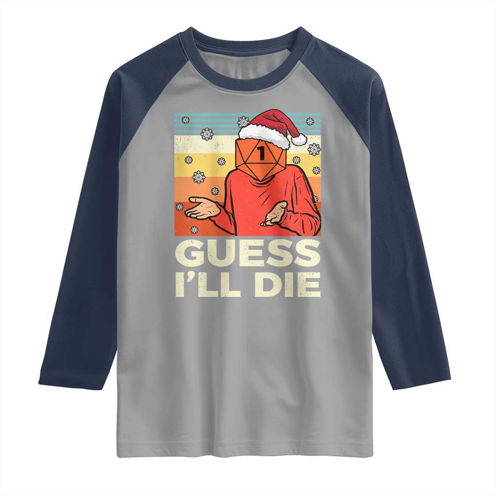 Funny Christmas Rpg Gamer Raglan Shirt Guess l Will Die Retro Dice Santa Hat - Wonder Print Shop