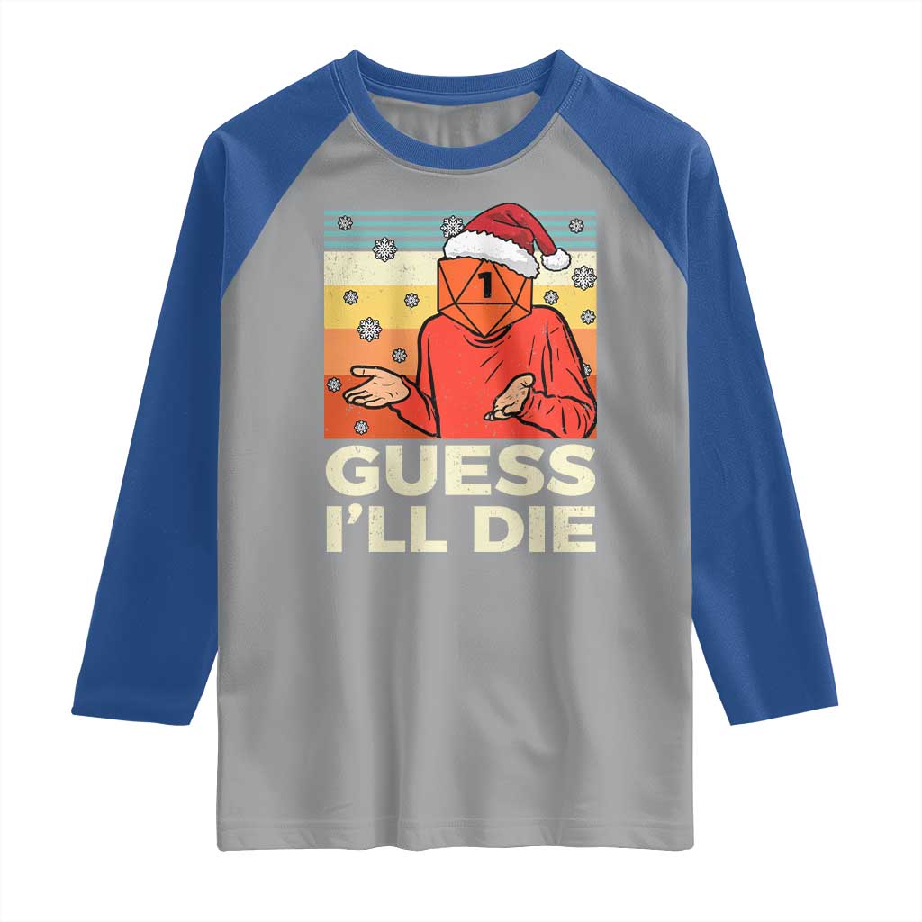 Funny Christmas Rpg Gamer Raglan Shirt Guess l Will Die Retro Dice Santa Hat - Wonder Print Shop