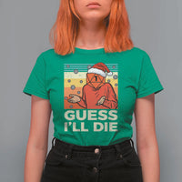 Funny Christmas Rpg Gamer T Shirt For Women Guess l Will Die Retro Dice Santa Hat - Wonder Print Shop