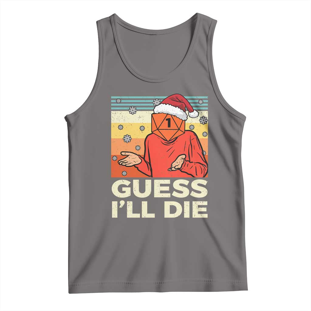 Funny Christmas Rpg Gamer Tank Top Guess l Will Die Retro Dice Santa Hat - Wonder Print Shop