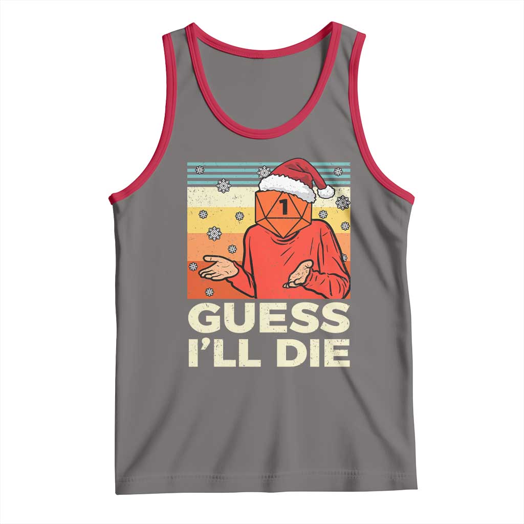 Funny Christmas Rpg Gamer Tank Top Guess l Will Die Retro Dice Santa Hat - Wonder Print Shop