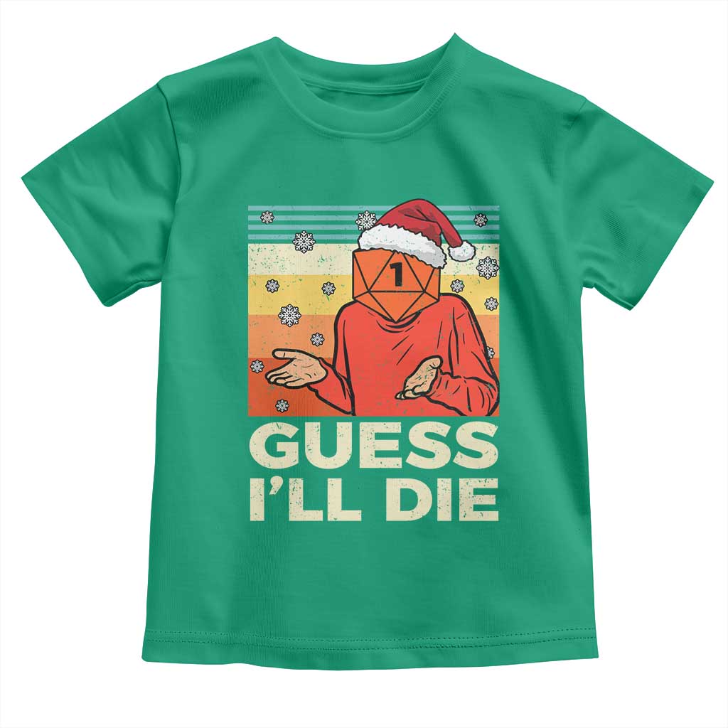 Funny Christmas Rpg Gamer Toddler T Shirt Guess l Will Die Retro Dice Santa Hat - Wonder Print Shop