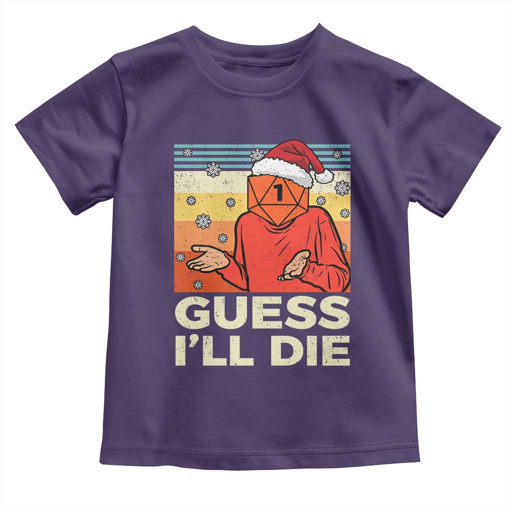 Funny Christmas Rpg Gamer Toddler T Shirt Guess l Will Die Retro Dice Santa Hat - Wonder Print Shop