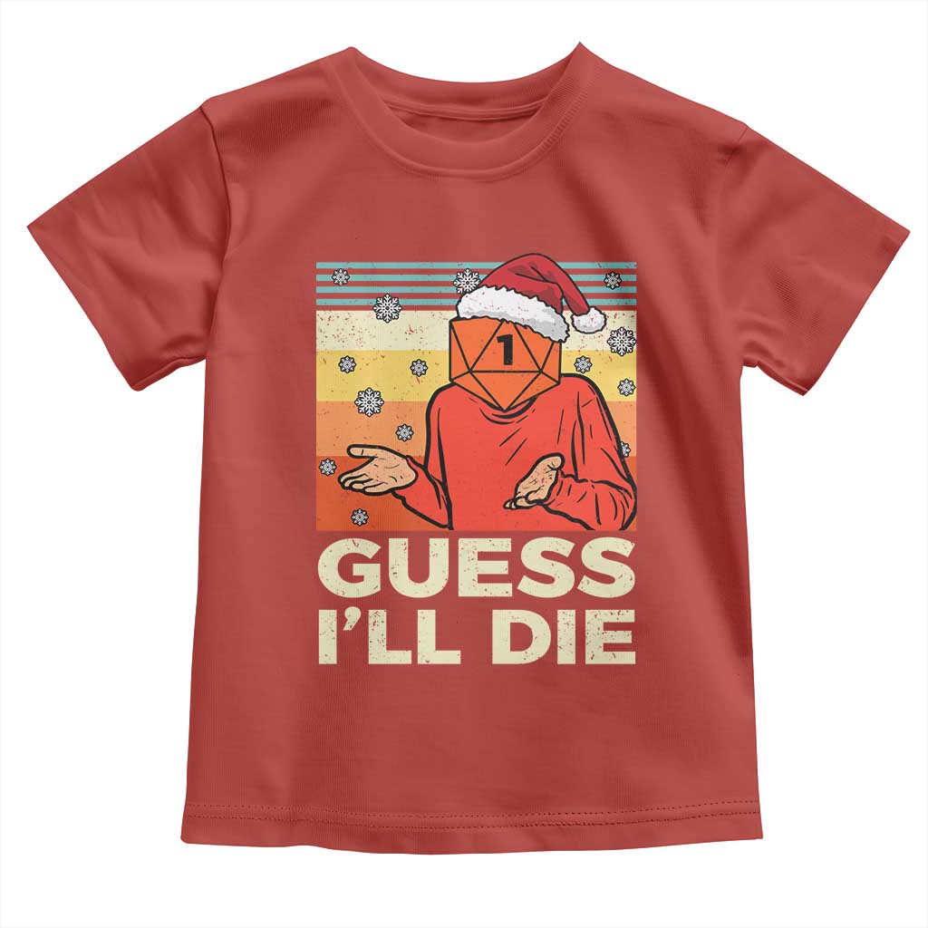 Funny Christmas Rpg Gamer Toddler T Shirt Guess l Will Die Retro Dice Santa Hat - Wonder Print Shop