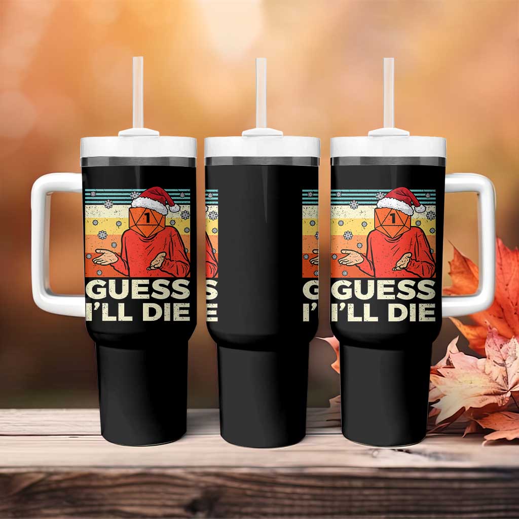 Funny Christmas Rpg Gamer Tumbler With Handle Guess l Will Die Retro Dice Santa Hat - Wonder Print Shop