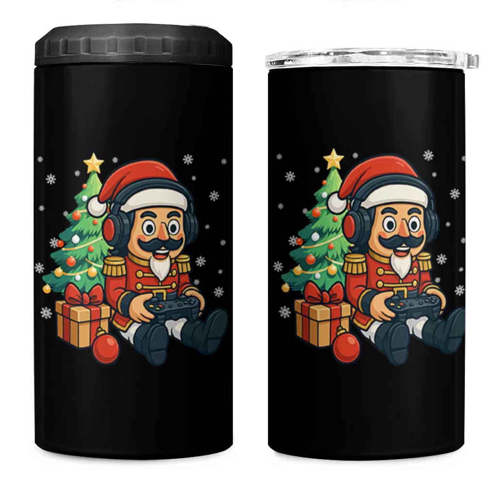 Funny Christmas Video Game Nutcracker Xmas Tree Gamer 4 in 1 Can Cooler Tumbler - Wonder Print Shop