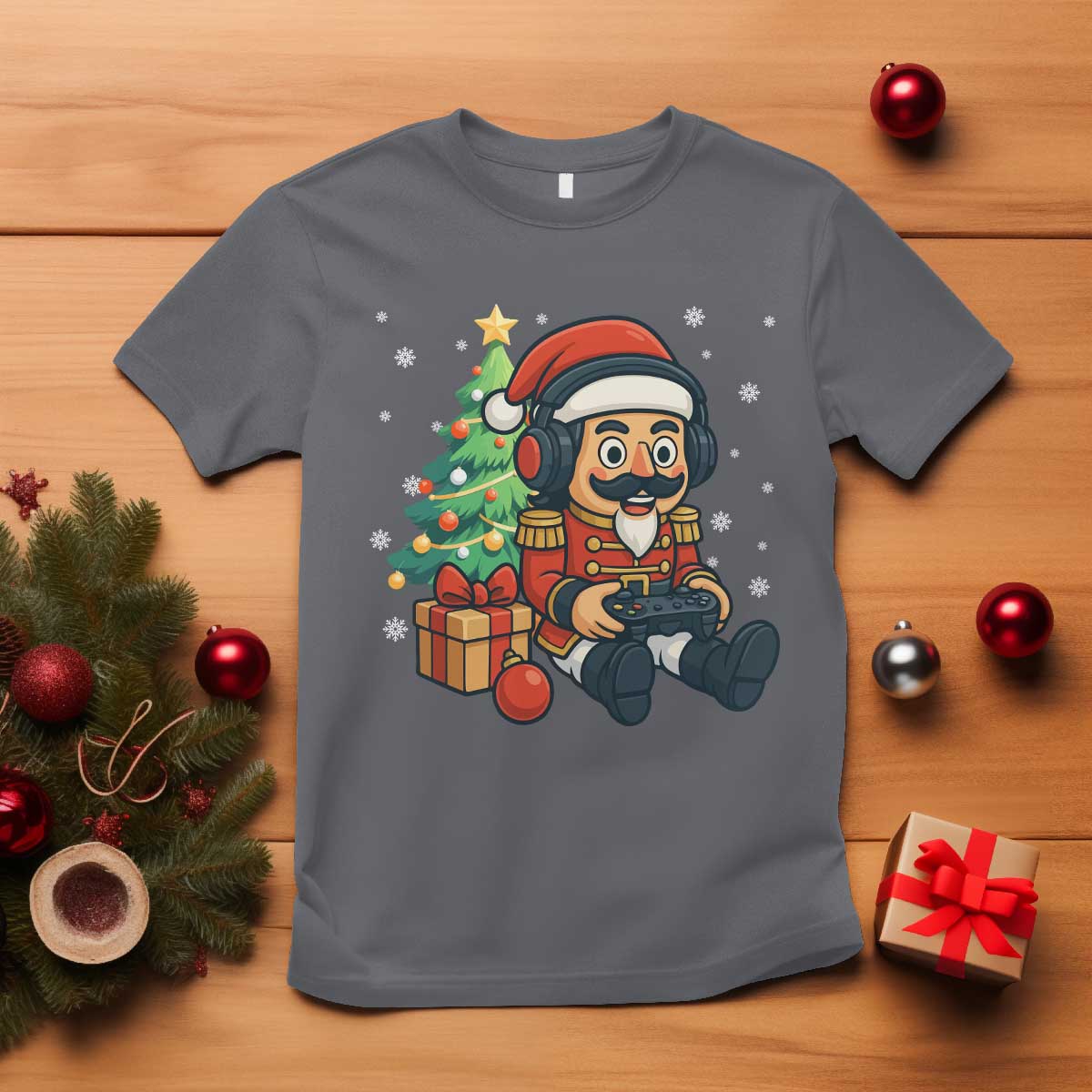 Funny Christmas Video Game Nutcracker Xmas Tree Gamer T Shirt - Wonder Print Shop