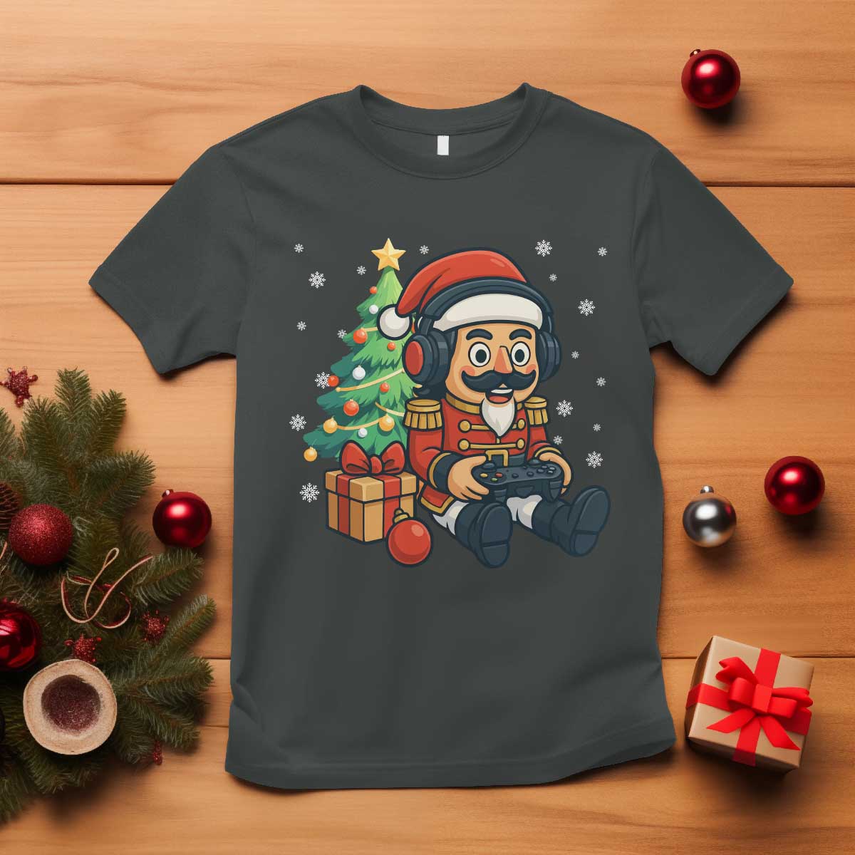 Funny Christmas Video Game Nutcracker Xmas Tree Gamer T Shirt - Wonder Print Shop