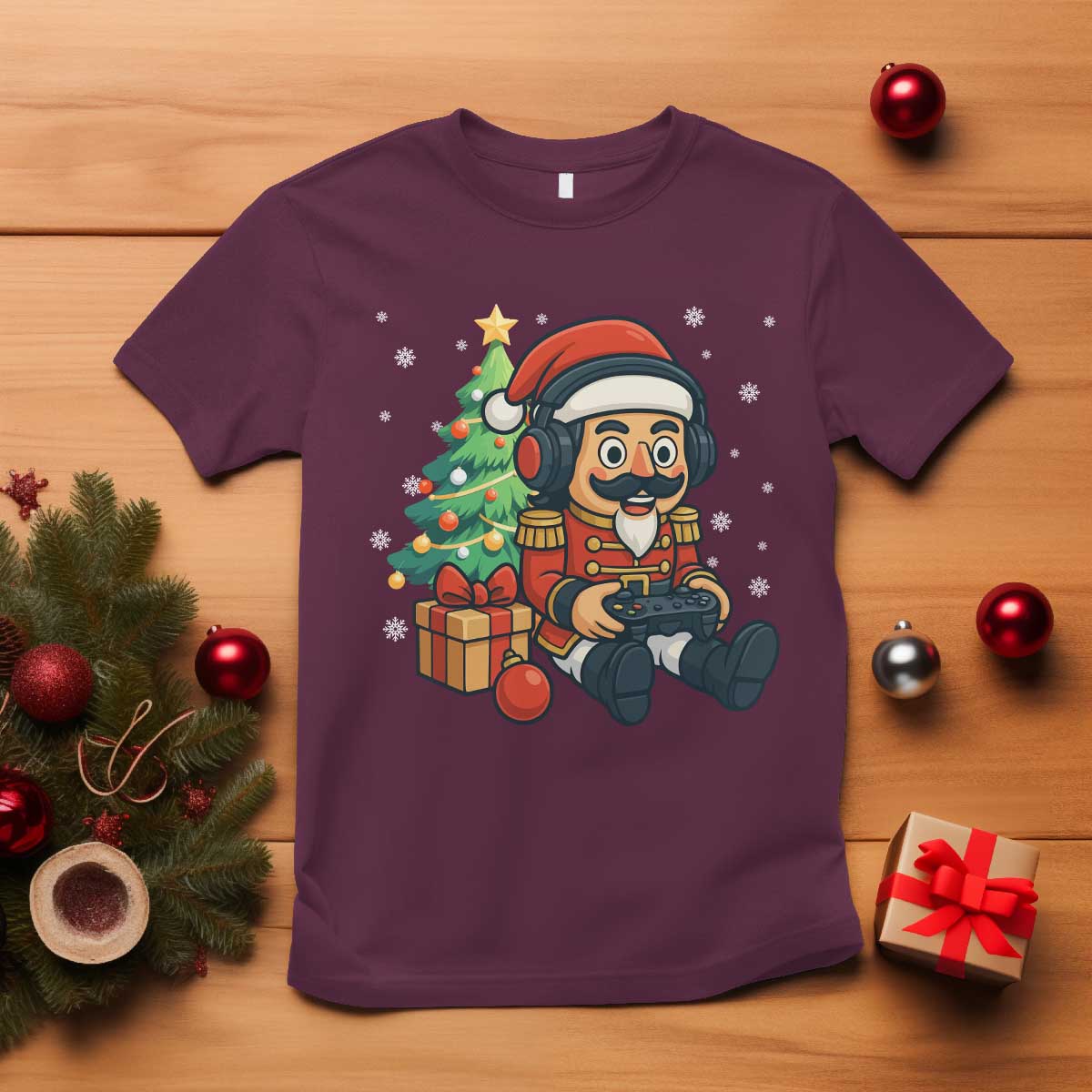 Funny Christmas Video Game Nutcracker Xmas Tree Gamer T Shirt - Wonder Print Shop
