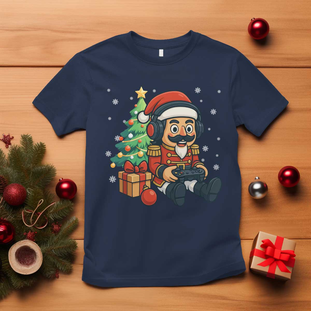 Funny Christmas Video Game Nutcracker Xmas Tree Gamer T Shirt - Wonder Print Shop